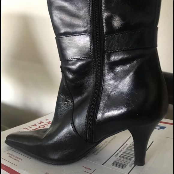 DENISE, black,size 38,high hill leather high boots